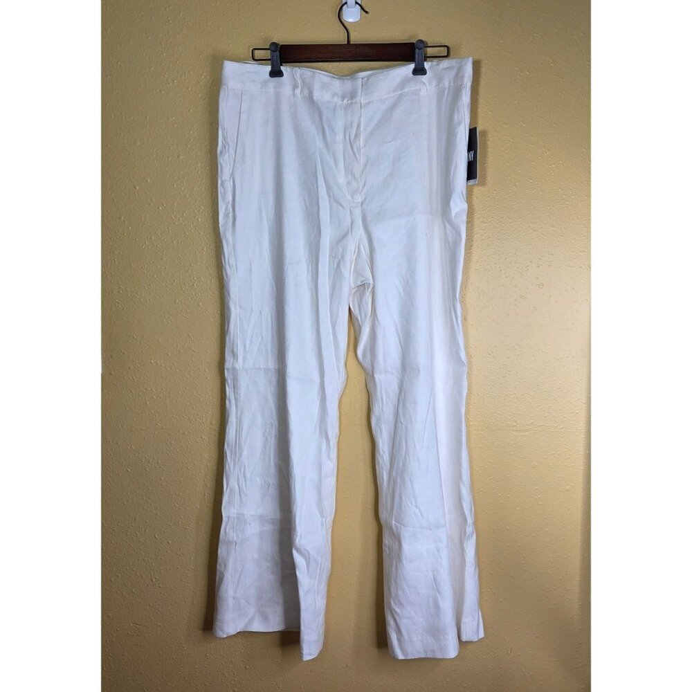 Dkny Petite Mid-Rise Straight Slim Bootcut Career Pants - Ivory